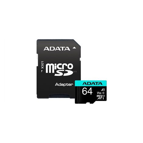 ADATA | Premier Pro UHS-I U3 V30S | 64 GB | MicroSDXC | Flash memory class 10 | Adapter